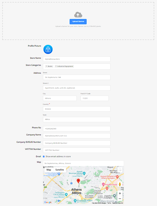 Vendor Dashboard Settings