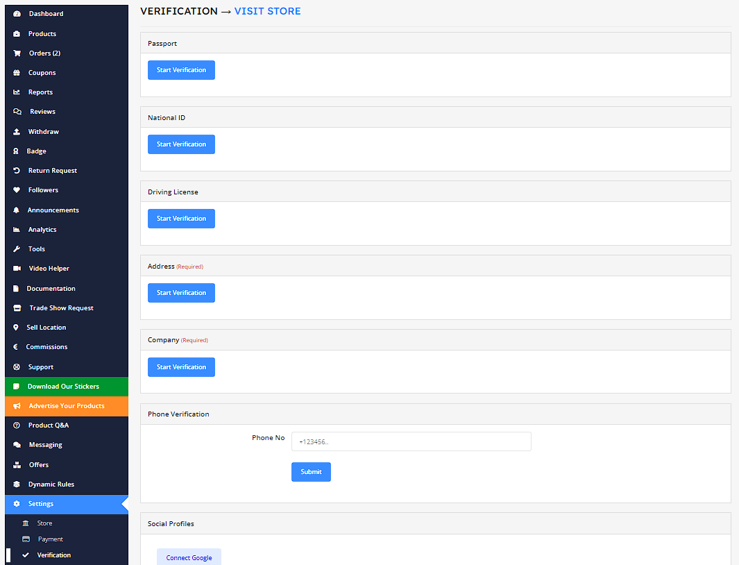 dokan vendor social profile